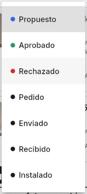 Siete estados, de Propuesto a Instalado