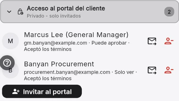 Acceso al portal: una persona aprueba, otra solo ve