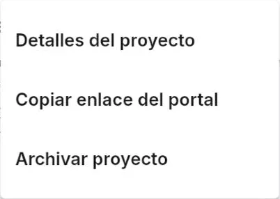 Menú del proyecto